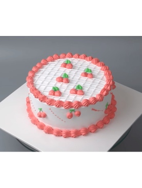 Round Pink Vanilla Cake