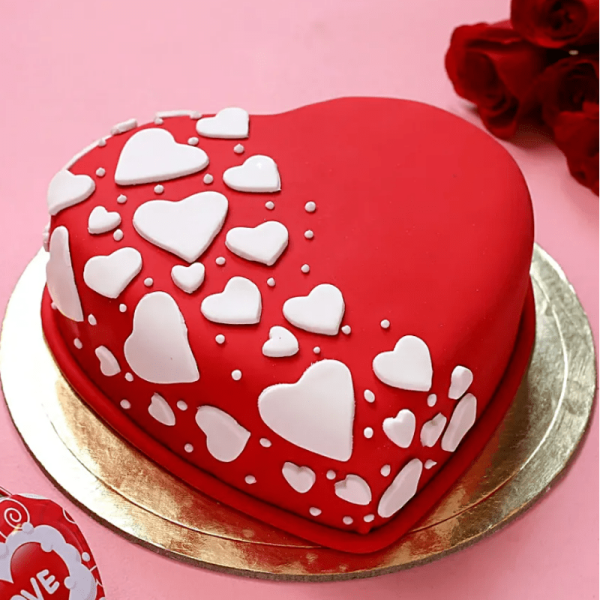 Red heart shape cake