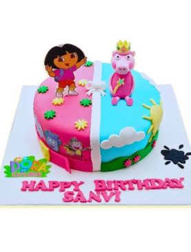 Custom Dora Peppa Pig Cake